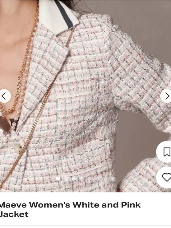 Maeve Jackets & Blazers - Maeve Pink & White Tweed Blazer